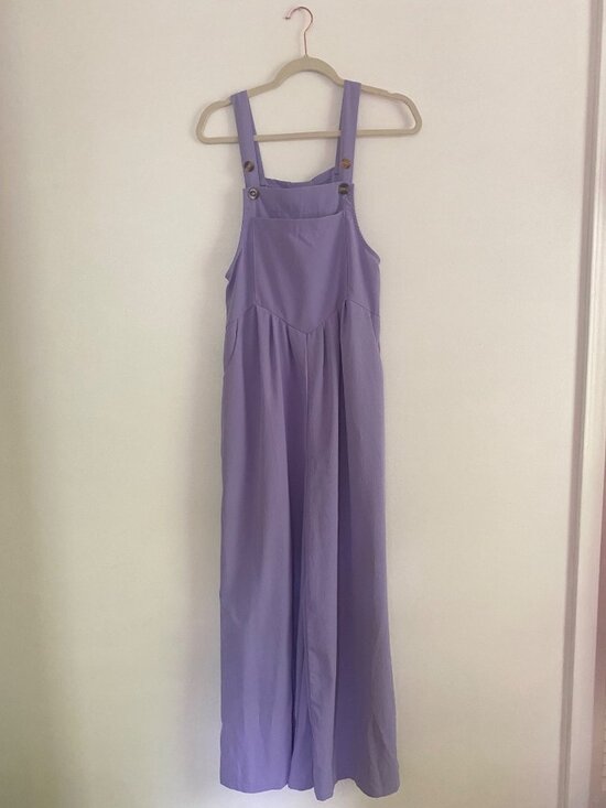 Unknown Pants - Lavender Wide-Leg Sleeveless Jumpsuit With Adjustable Straps & Pockets Size M